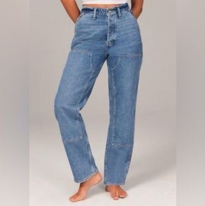Abercrombie & Fitch Curve Love High Rise Carpenter Dad Jeans, size 26 short